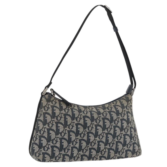 Christian Dior Trotter Canvas Accessoiretasje Marine Zilver Auth mr2400