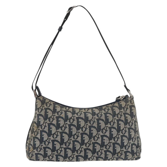 Christian Dior Trotter Canvas Accessoiretasje Marine Zilver Auth mr2400