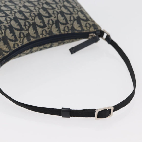 Christian Dior Trotter Canvas Accessoiretasje Marine Zilver Auth mr2400