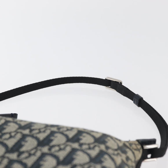 Christian Dior Trotter Canvas Accessoiretasje Marine Zilver Auth mr2400
