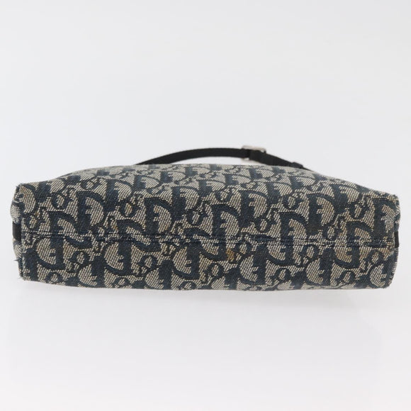 Christian Dior Trotter Canvas Accessoiretasje Marine Zilver Auth mr2400