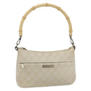 GUCCI GG Canvas Bamboo Hand Bag Silver Beige 001 3870 Auth mr2402-1
