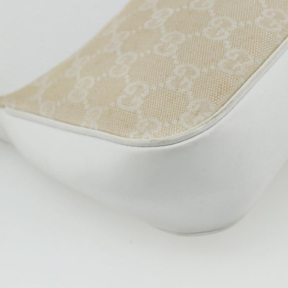 GUCCI GG Canvas Bamboo Hand Bag Silver Beige 001 3870 Auth mr2402