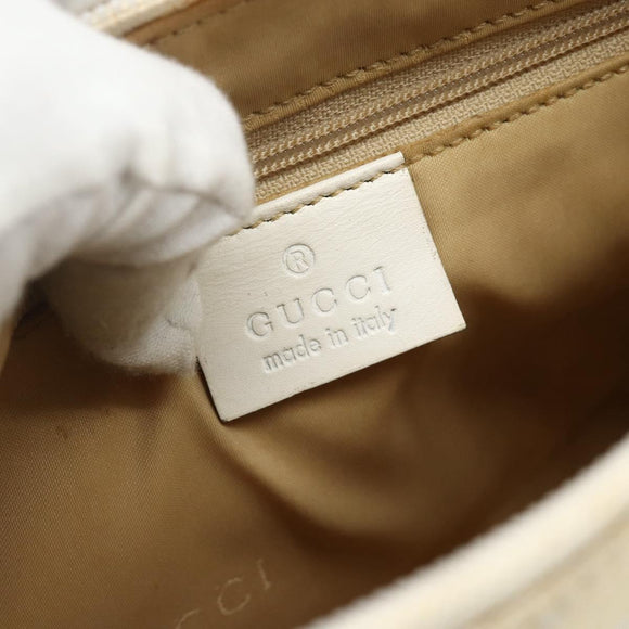 GUCCI GG Canvas Bamboo Hand Bag Silver Beige 001 3870 Auth mr2402