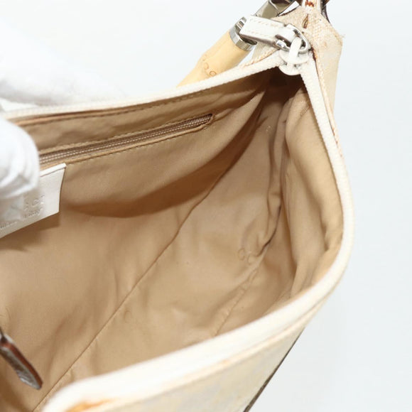 GUCCI GG Canvas Bamboo Hand Bag Silver Beige 001 3870 Auth mr2402