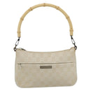 GUCCI GG Canvas Bamboo Hand Bag Silver Beige 001 3870 Auth mr2402-13
