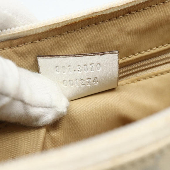 GUCCI GG Canvas Bamboo Hand Bag Silver Beige 001 3870 Auth mr2402