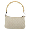 GUCCI GG Canvas Bamboo Hand Bag Silver Beige 001 3870 Auth mr2402-2