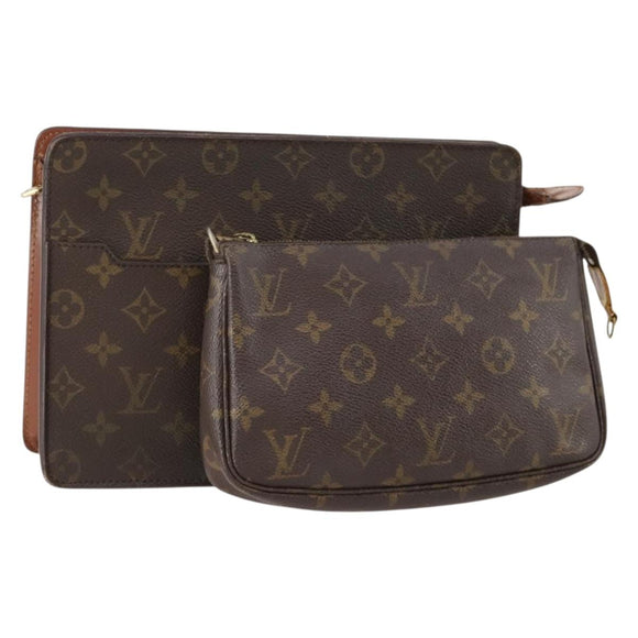 LOUIS VUITTON Monogram Clutch Bag 2 Set LV Auth mr2404