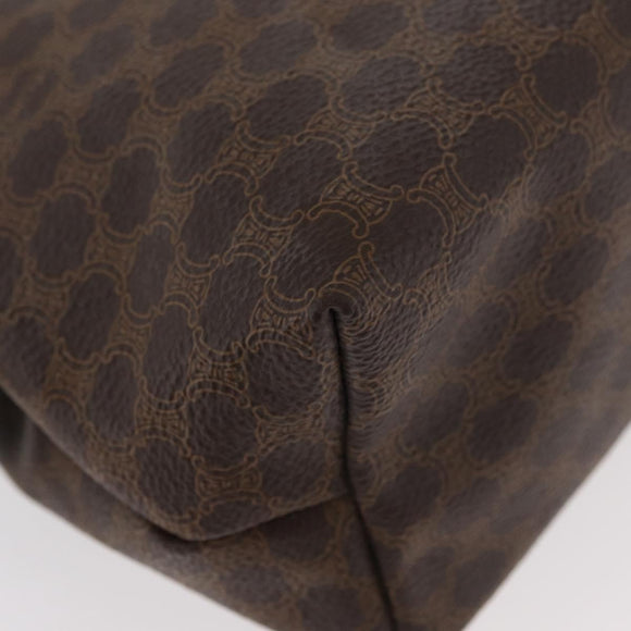 CELINE Macadam Canvas Vanity Pouch PVC Leather Brown Gold Auth mr2408