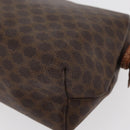 CELINE Macadam Canvas Vanity Pouch PVC Leather Brown Gold Auth mr2408-16