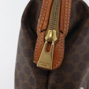 CELINE Macadam Canvas Vanity Pouch PVC Leather Brown Gold Auth mr2408-8