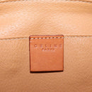 CELINE Macadam Canvas Vanity Pouch PVC Leather Brown Gold Auth mr2408-9
