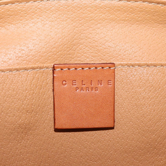 CELINE Macadam Canvas Vanity Pouch PVC Leather Brown Gold Auth mr2408