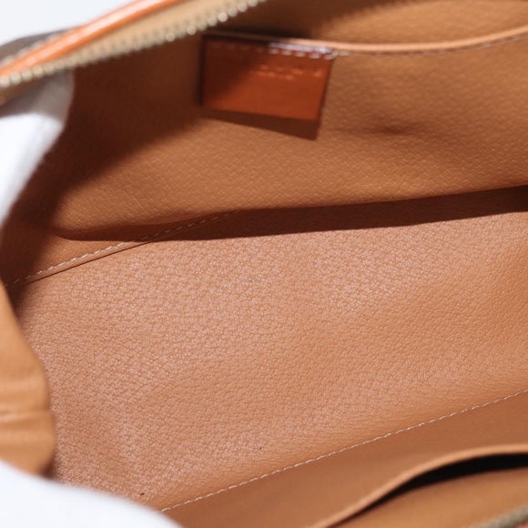 CELINE Macadam Canvas Vanity Pouch PVC Leather Brown Gold Auth mr2408