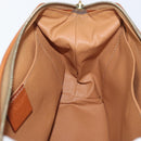 CELINE Macadam Canvas Vanity Pouch PVC Leather Brown Gold Auth mr2408-18
