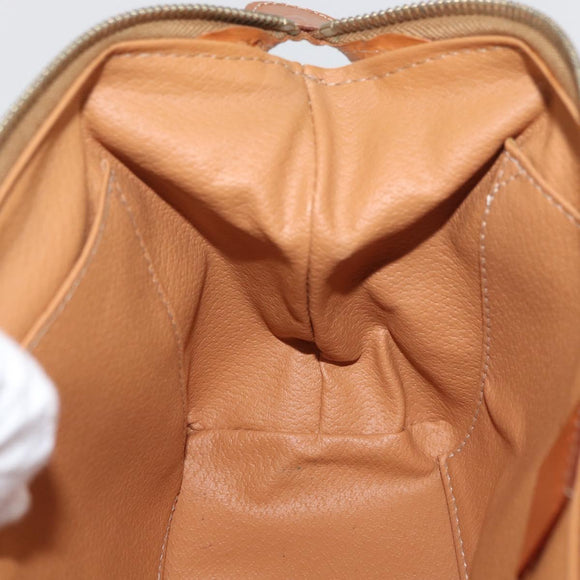 CELINE Macadam Canvas Vanity Pouch PVC Leather Brown Gold Auth mr2408