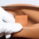 CELINE Macadam Canvas Vanity Pouch PVC Leather Brown Gold Auth mr2408-12