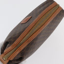 CELINE Macadam Canvas Vanity Pouch PVC Leather Brown Gold Auth mr2408-5