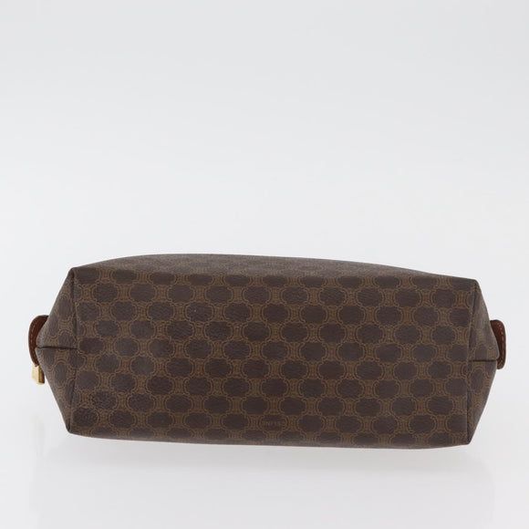 CELINE Macadam Canvas Vanity Pouch PVC Leather Brown Gold Auth mr2408