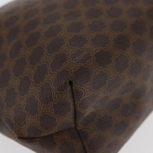CELINE Macadam Canvas Vanity Pouch PVC Leather Brown Gold Auth mr2408