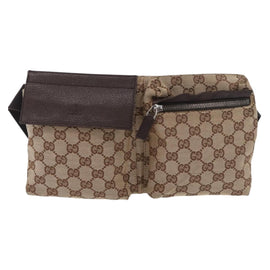 GUCCI GG Canvas Waist bag Beige Silver 28566 Auth mr2411 - 0