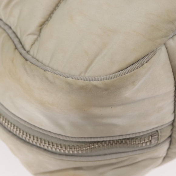 CHANEL Shoulder Bag Nylon Beige Silver CC Auth mr2413
