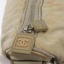 CHANEL Shoulder Bag Nylon Beige Silver CC Auth mr2413-9