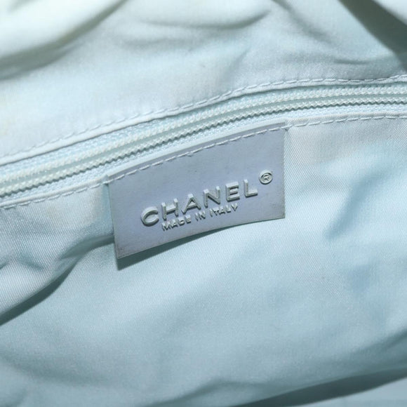 CHANEL Shoulder Bag Nylon Beige Silver CC Auth mr2413
