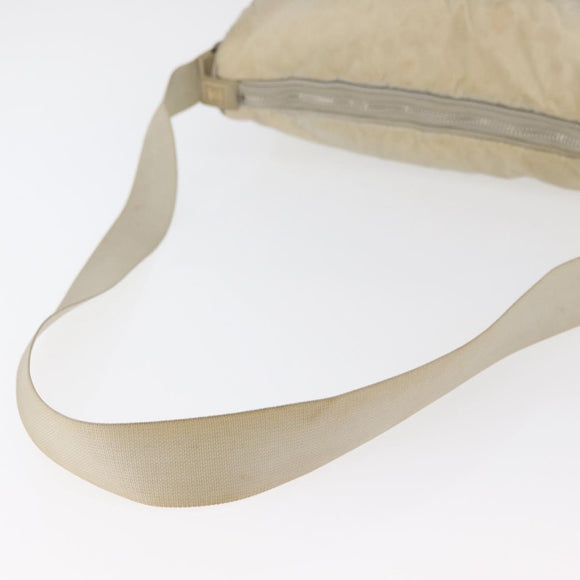CHANEL Shoulder Bag Nylon Beige Silver CC Auth mr2413