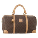 CELINE Macadam Canvas Boston Bag PVC Leather Brown Gold Auth mr2416-1