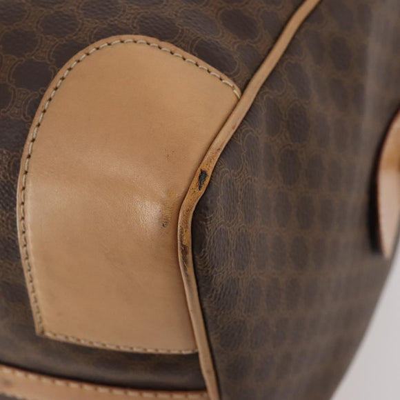 CELINE Macadam Canvas Boston Bag PVC Leather Brown Gold Auth mr2416