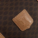 CELINE Macadam Canvas Boston Bag PVC Leather Brown Gold Auth mr2416-15