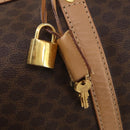 CELINE Macadam Canvas Boston Bag PVC Leather Brown Gold Auth mr2416-16