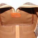 CELINE Macadam Canvas Boston Bag PVC Leather Brown Gold Auth mr2416-19
