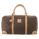 CELINE Macadam Canvas Boston Bag PVC Leather Brown Gold Auth mr2416-2