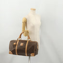 CELINE Macadam Canvas Boston Bag PVC Leather Brown Gold Auth mr2416-24