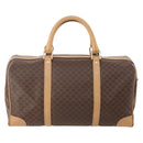 CELINE Macadam Canvas Boston Bag PVC Leather Brown Gold Auth mr2416-3