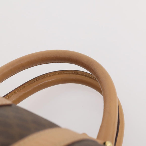 CELINE Macadam Canvas Boston Bag PVC Leather Brown Gold Auth mr2416