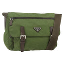 PRADA Shoulder Bag Nylon Khaki Silver Auth mr2417-1