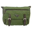 PRADA Shoulder Bag Nylon Khaki Silver Auth mr2417-2