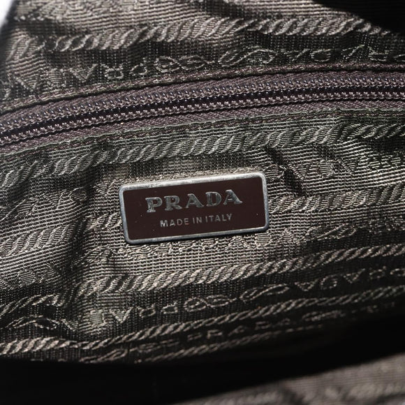 PRADA Shoulder Bag Nylon Khaki Silver Auth mr2417