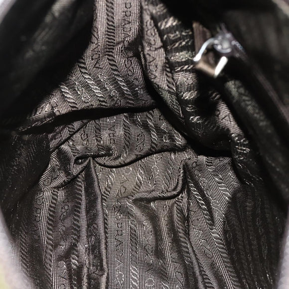PRADA Shoulder Bag Nylon Khaki Silver Auth mr2417