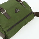 PRADA Shoulder Bag Nylon Khaki Silver Auth mr2417-6