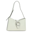 Jimmy Choo Cheri Crystal Hobo Shoulder Bag Leather White Silver Auth mr2419A-1