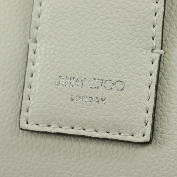 Jimmy Choo Cheri Crystal Hobo Shoulder Bag Leather White Silver Auth mr2419A