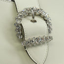 Jimmy Choo Cheri Crystal Hobo Shoulder Bag Leather White Silver Auth mr2419A-19