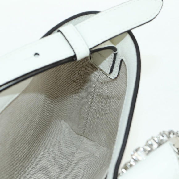 Jimmy Choo Cheri Crystal Hobo Shoulder Bag Leather White Silver Auth mr2419A