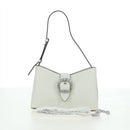 Jimmy Choo Cheri Crystal Hobo Shoulder Bag Leather White Silver Auth mr2419A-12