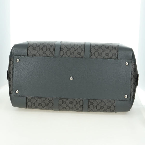 GUCCI GG Supreme Ophidia Boston Bag PVC Gray Silver 724612 Auth mr2423M